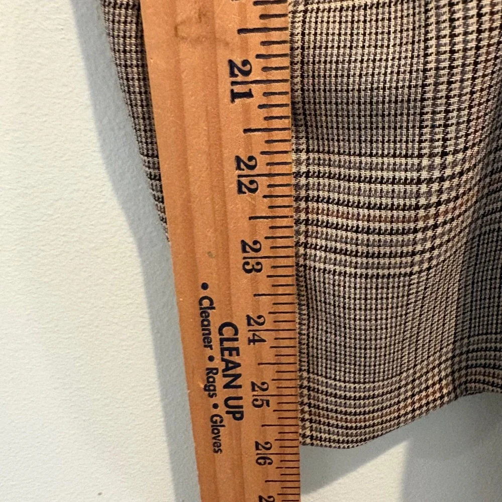 Men's Robert Stock Tan Glen Plaid Sport Coat Blazer 46L Long Wool Blend